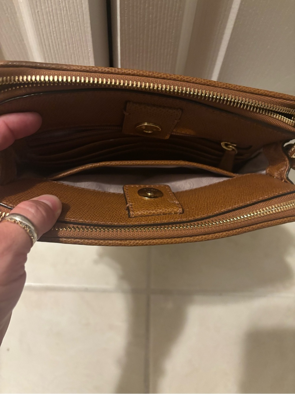 Michael Kors Tan Leather Crossbody Camera Bag with Gold Hardware - Picture 4 of 4